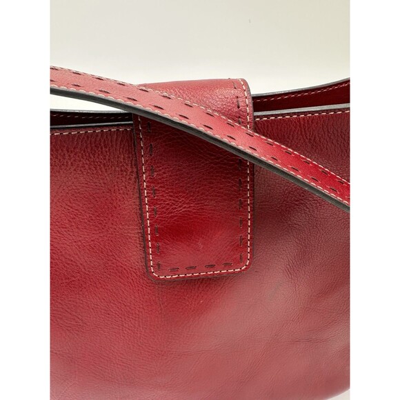 Vintage Fossil Red Genuine Leather Bucket Shoulder Purse Bag - Picture 2 of 10